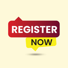 Register now button in red and yellow color, a call to action for online registration
