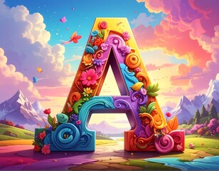 Colorful, ornate letter A graphic
