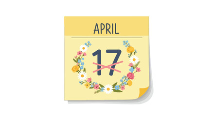 Elegant April 17th floral calendar page highlighting a special occasion or celebration date adorned with delicate blooms for spring