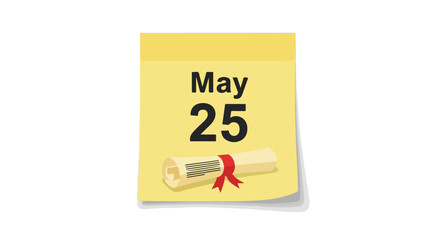 Commencement Day Celebration Concept Illustration on May 25th with Diploma Scroll Isolated Against White Background Depicting Academic Achievement