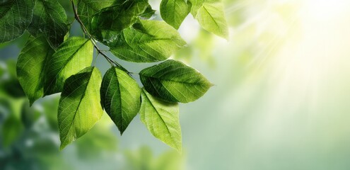 Vibrant green leaves bathed in sunlight