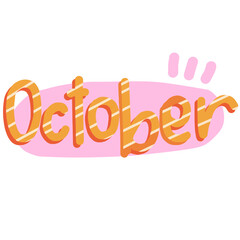 Playful October Text Sticker in Colorful Cartoon Style for Month Schedule