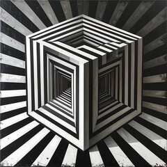 Obraz premium Abstract black and white geometric cube design