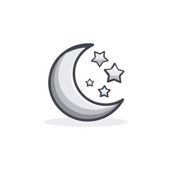 Crescent moon with stars
