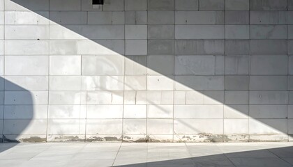 Sunlight casts diagonal shadows on a tiled wall