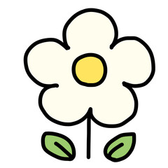 手描き線画のかわいい白い花のイラスト
