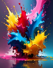 Colorful paint splashes in vibrant explosion