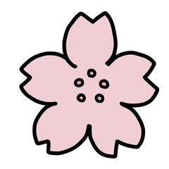 手描き線画のかわいい桜の花のイラスト