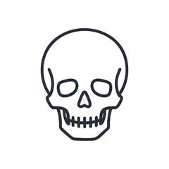 Human Cranial Outline Vector Graphic. Minimalist head bone contour. This simple depiction represents mortality, peril, and festive themes like Halloween or pirate adventures.