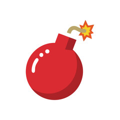 Red Bomb Burning Fuse. A cartoon-style crimson detonator with an ignited cord, illustrating looming danger, impending crisis, and the pressure of a ticking deadline.