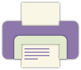 Minimalist Purple Printer Illustration with Document Output