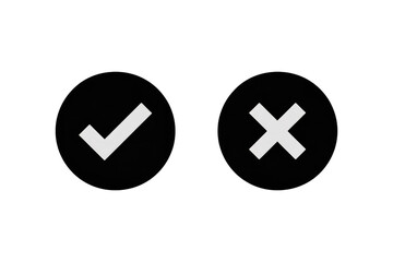 Obraz premium black check mark and black cross mark icon set. black tick and black x. Symbols of approval and Decline, vector illustration