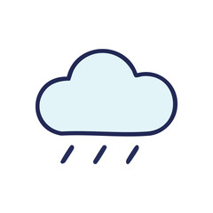 Hand Drawn Rainy Cloud Forecast Icon. A cute sketch of a celestial body bringing precipitation. This straightforward illustration conveys damp conditions, perfect for meteorology graphics or.