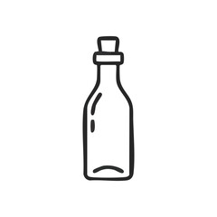 Minimalist Bottle with Cork Icon. This delightful hand-drawn outline depicts a basic flask with a stopper, representing containment, potential, or a hidden message.