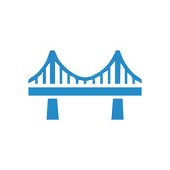 Blue Bridge Connection Graphic. A clean vector illustration of a crossing structure. Symbolizes links, journey, infrastructure, and progress for design projects.
