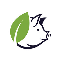 Natural Pig Farming Symbol. Illustrates ethical animal husbandry, healthy food, and sustainable agricultural practices. Represents freshness, eco-friendly processes, and quality meat. © Lull