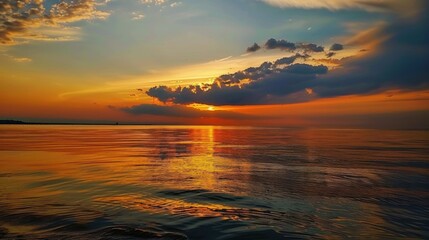 Fototapeta premium Tropical Sunset Water Landscapes: Sea/Ocean Waves, Orange Sky Reflections & Beach Dawn Views