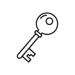 Unlock Solution Outline Icon. This minimalist depiction of a metal instrument suggests pathways, security, and gaining entry. It symbolizes discovery, opportunity, and protection.