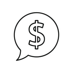 Money Conversation Symbol. Graphic illustrating financial dialogue, budget planning, or earnings. Signifies economic exchange and expenditure awareness.