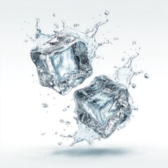 Ice cubes in mid-air, water splashes (1)