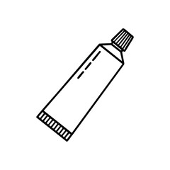 Minimalist Tube Outline Drawing. An elegant linear rendering of a typical receptacle for creams, pastes, or paints, symbolizing utility and containment in diverse applications.