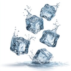 Obraz premium Ice cubes falling into water with splashes