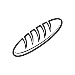 Simple Rustic Loaf Drawing. Minimalist outline of a crusty baguette, representing sustenance and comfort. Ideal for culinary themes and fresh food concepts.