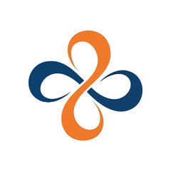 Fototapeta premium Orange Blue Harmonious Loops Logo. A vibrant abstract design illustrating unending connection and balanced movement with elegant interlocking shapes.