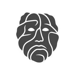 Abstract Stylized Human Face Icon. A compelling stylized visage with flowing, organic lines. This captivating artwork represents intricate thought, inner complexity, or an ancient, mysterious spirit.