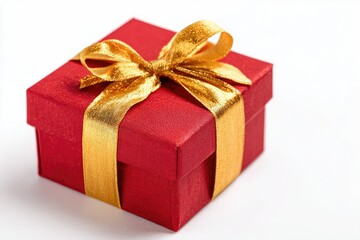 Fototapeta premium Red gift box with gold ribbon (6)