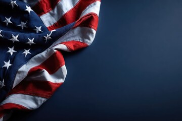 American flag draped on dark background