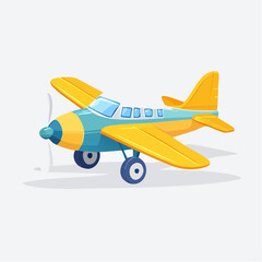 Yellow and Teal Vintage Airplane Illustration