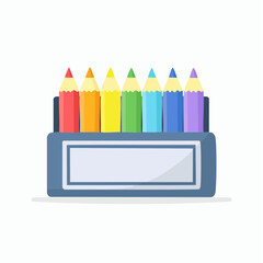 Colorful Rainbow Colored Pencils in a Gray Case