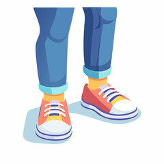 Casual Shoes and Rolled Jeans Legs