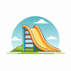 Yellow Playground Slide Against Blue Sky