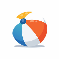 Beach Ball with Blue, White, and Orange Panels