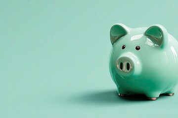 Mint green piggy bank on a mint green background (1)