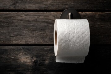 Toilet paper roll on dark wooden wall (3)