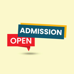 Admission open banner with geometric shapes on yellow background for education design
