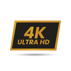 Golden 4k ultra hd logo isolated on white background, a symbol of high resolution video
