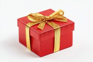 Obraz premium Red gift box with gold ribbon (1)