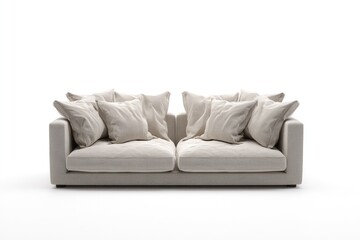 Obraz premium Light beige sectional sofa against a white background