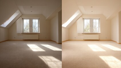 Obraz premium Empty room, sunlight comparison