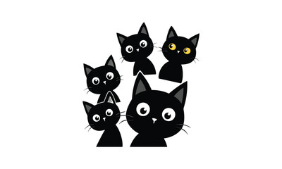 Cute Black Cats Cartoon