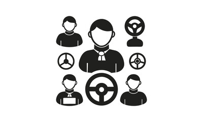 Businessman with Steering Wheel Icon
