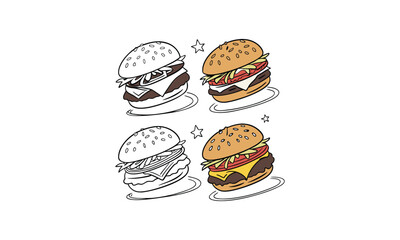Hand Drawn Burger Black and White