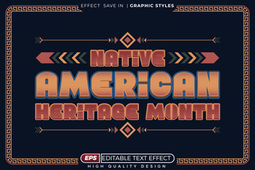 native american heritage editable 3d text effect for banner and poster template