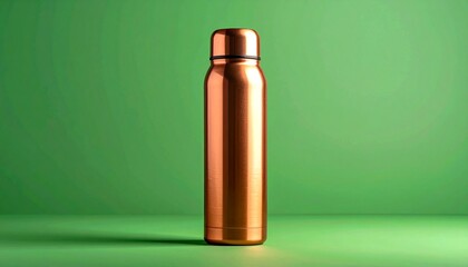 An insulated chrome bottle containing beer, water, or coffee is a 3D render of a beverage container, isolated on a white background