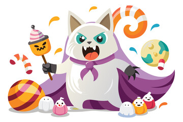 A mysterious haunted library illustration featuring enchanted books flying like bats in the moonlit night. Perfect for Halloween backgrounds, spooky party invitations, eerie posters, gothic fantasy ar