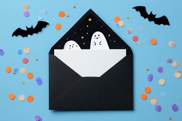 Halloween themed invitation in an envelope